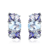Natural Topaz Special Rectangel Silver Studs Earrings for Women